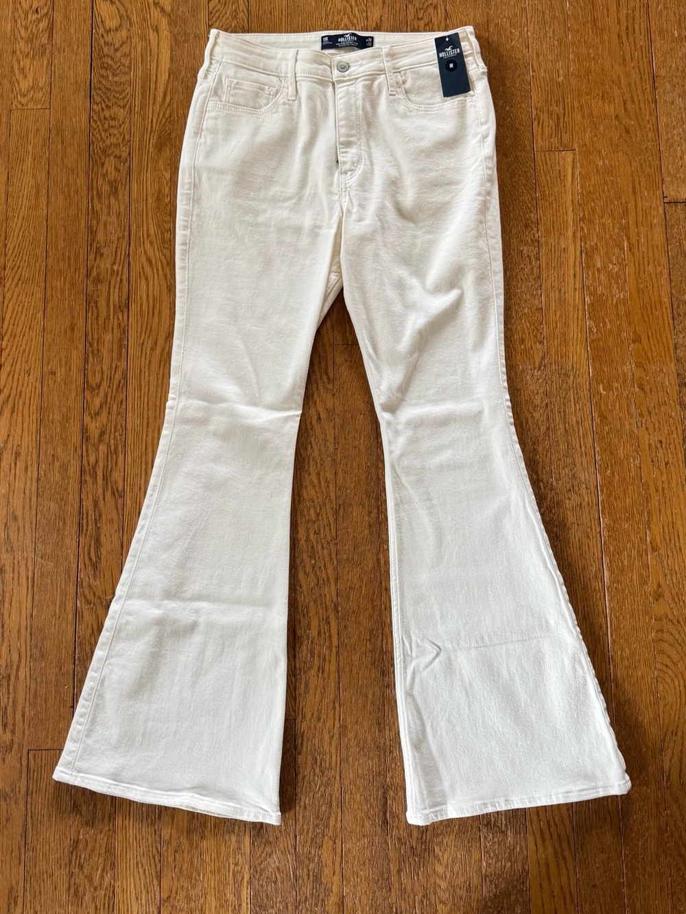Hollister White High-Rise Flare Jeans